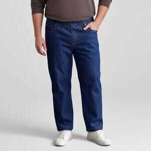 Turtle Bay New York Men's Size M Elastic Waist Drawstring Denim Jeans Blue Pants